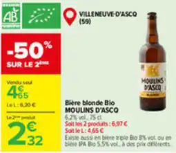 Carrefour Market MOULINS D'ASCO Bière blonde Bio offre