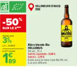 Carrefour Market HELLEMUS Bière blonde Bio offre
