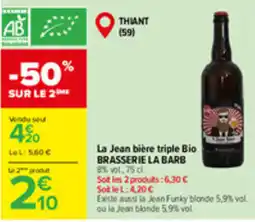 Carrefour Market La Jean bière triple Bio offre