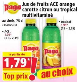 Norma Pago Jus de fruits orange carotte citron ou tropical offre