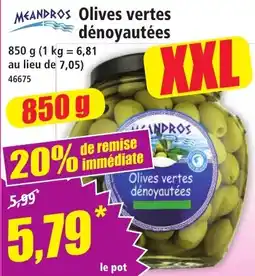Norma MEANDROS Olives vertes dénoyautées offre