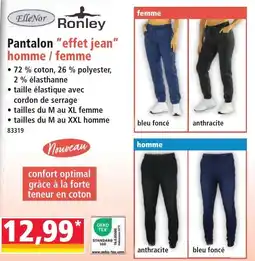 Norma Ronley Pantalon "effet jean" homme / femme offre
