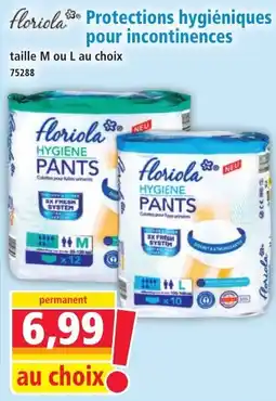 Norma floriola Protections hygiéniques pour incontinences offre