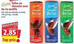 Norma Excelsior Tuiles en chocolat avec du riz soufflé offre