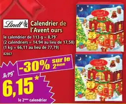 Norma Lindt Calendrier de l'Avent ours offre
