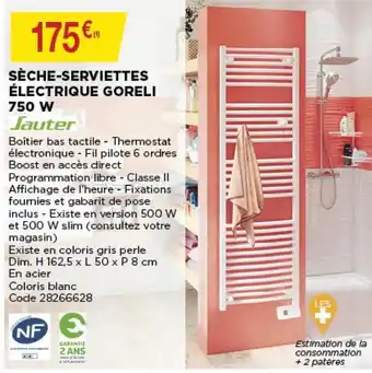 Bricomarché Sèche-serviettes électrique goreli 750 W offre