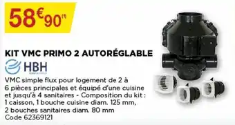 Bricomarché Kit VMC primo 2 autoréglable offre