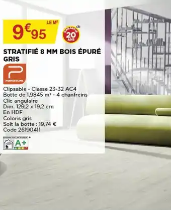Bricomarché Stratifié 8 mm bois épuré gris offre