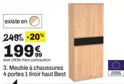 BUT Best Meuble à chaussures 4 portes 1 tiroir haut offre