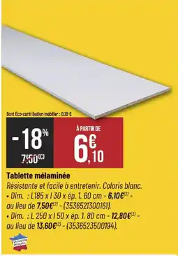 Bricorama Tablette mélaminée offre