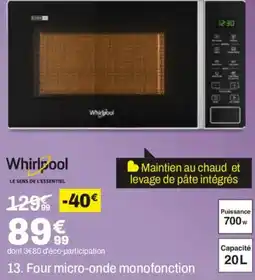 BUT Whirlpool Four micro-onde monofonction offre