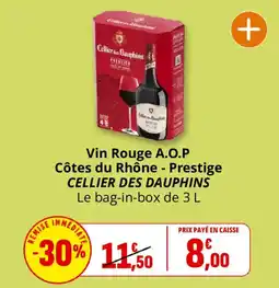 Coccinelle Supermarché CELLIER DES DAUPHINS Vin Rouge A.O.P Côtes du Rhône - Prestige offre
