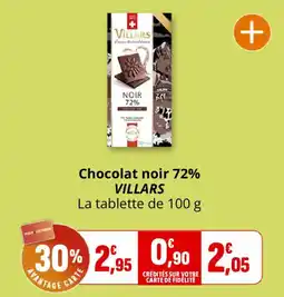 Coccinelle Supermarché VILLARS Chocolat noir 72% offre