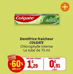 Coccinelle Supermarché COLGATE Dentifrice fraicheur Chlorophylle intense offre