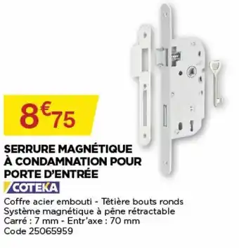 Serrure magnétique à condamnation pour porte d'étique à condamnation pour porte d'entrée