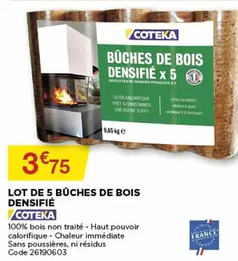 Bricomarché Lot de 5 bûches de bois densifé offre