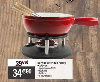 Service à fondue rouge 9 pièces