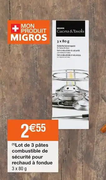 Lot de 3 pâtes combustible de sécurité pour rechaud a fondue