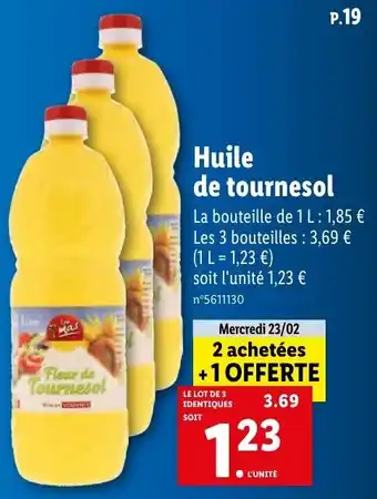 Lidl Huile de tournesol offre