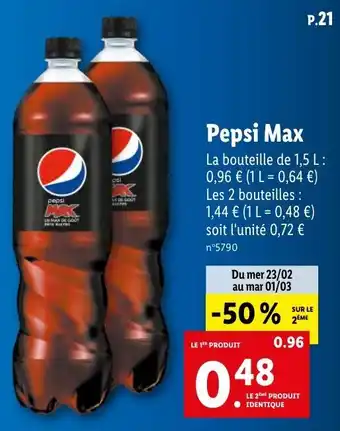 Lidl Pepsi max offre