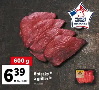 Lidl 6 Steaks à griller offre