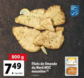Lidl Filets de limande du nord MSC meunière offre