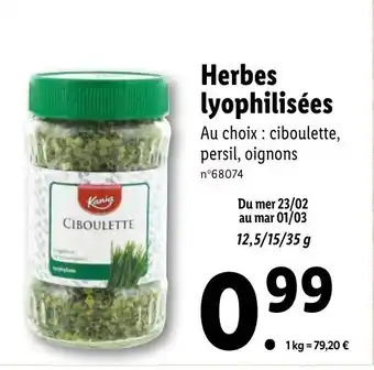 Lidl Herbes iyophilisées offre
