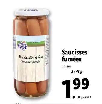 Lidl Saucisses fumées offre