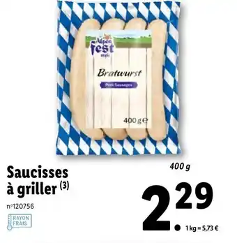 Lidl Saucisses à griller offre