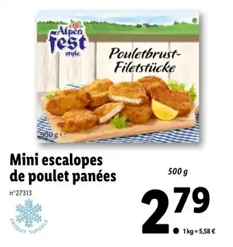 Lidl Mini escalopes de poulet panées offre