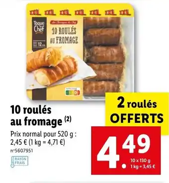 Lidl 10 roulés au fromage offre