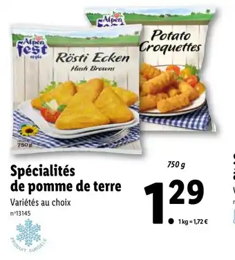 Lidl Spécialités de pomme de terre offre