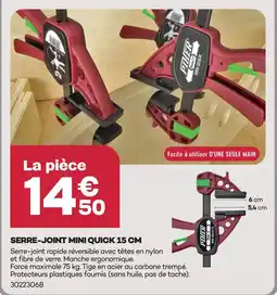 Gedimat Serre-joint mini quick 15 cm offre