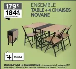 BUT Ensemble table + 4 chaises novane offre