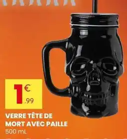 Stokomani Verre tête de mort avec paille offre