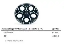 Opel Jantes alliage 18 pentagon - diamanté g./ n. ultimate offre