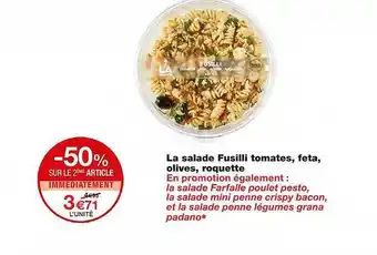 Monoprix Le Salade Fusilli Tomates, Feta, Olives, Roquette offre