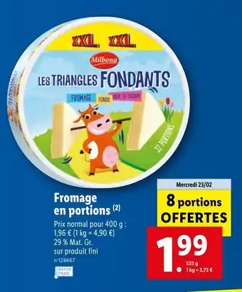 Lidl Fromage en portions offre