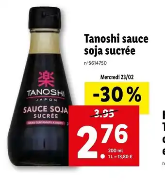 Lidl Tanoshi sauce soja sucrée offre