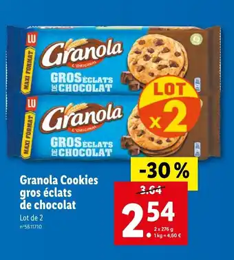 Lidl Granola Cookies gros éclars de chocolat offre