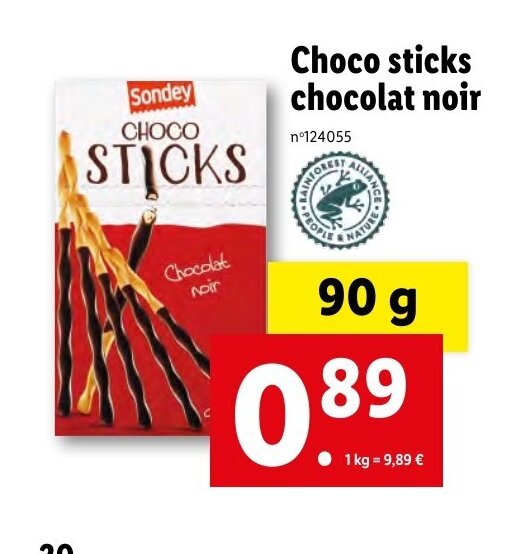 Promo Choco sticks chocolat noir chez Lidl
