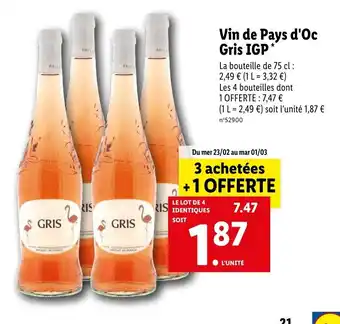 Lidl Vin de Pays d'Oc Gris IGP offre