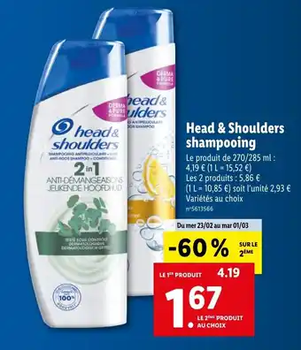 Lidl Head & Shoulders shampooing offre
