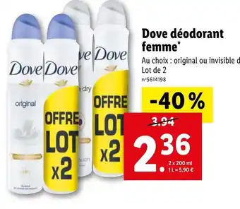 Lidl Dove déodorant femme offre