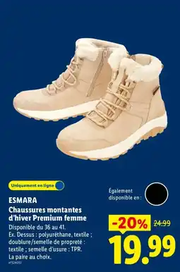 Lidl ESMARA Chaussures montantes d'hiver Premium femme offre
