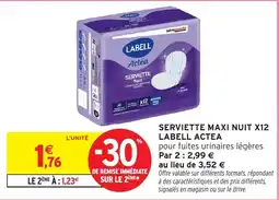 Intermarché Hyper LABELL SERVIETTE MAXI NUIT offre