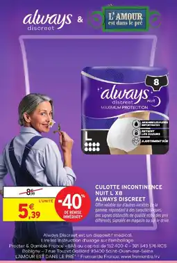Intermarché Hyper Always Discreet Culotte Incontinence Nuit L offre