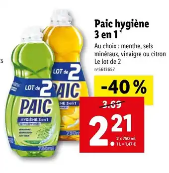 Lidl Paic hygiène 3 en 1 offre