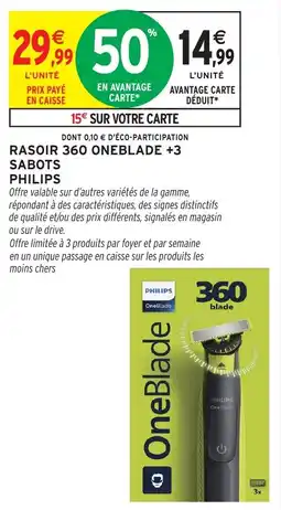 Intermarché Hyper PHILIPS RASOIR 360 ONEBLADE +3 SABOTS offre