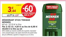 Intermarché Hyper MENNEN Déodorant stick tonique offre